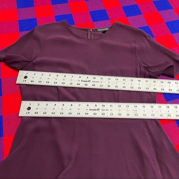 Eileen Fisher Zip Up Short Sleeve Top Plum Size 6 - Picture 6 of 7